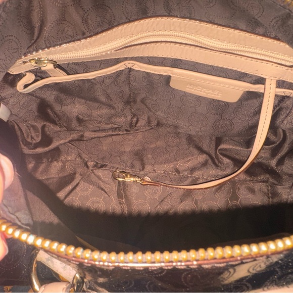 Michael Kors Shiny Brownish Maroon and Gold Handbag - Picture 10 of 10